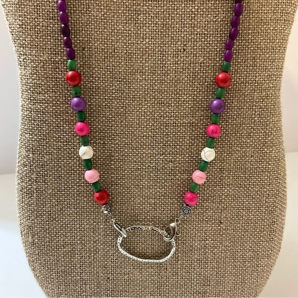 Hand Crafted Eyeglass Face Mask Holder Beaded Pink Purple White Green Silver